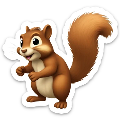 Squirrel chasing a nut sticker