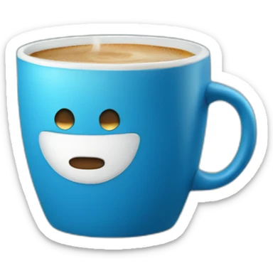 hot coffee in a blue cup sticker