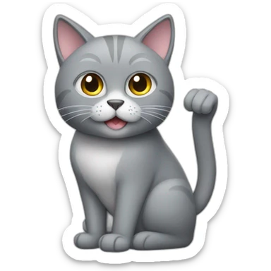 Grey cat who makes a finger of honor sticker