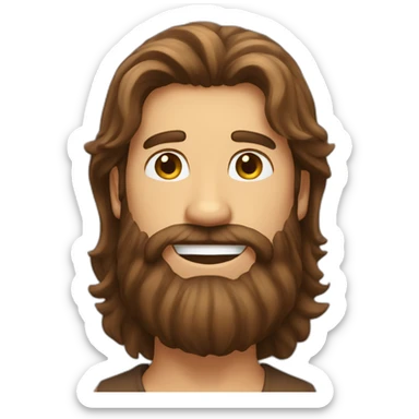 long brown haired bearded man happy sticker