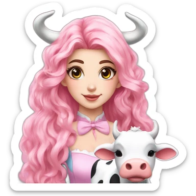 Belle Delphine with cosplay cow sticker