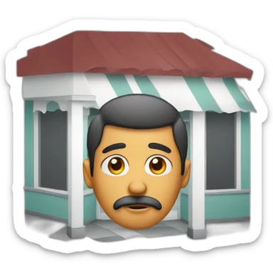 sad barber shop owner face sticker
