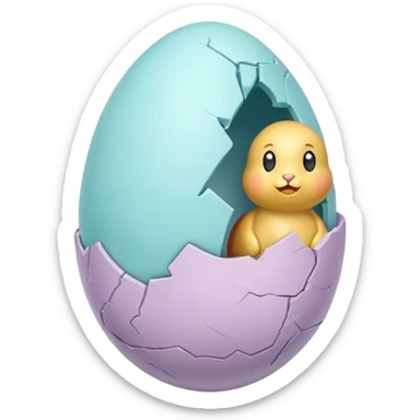 cracked easter egg with surprise inside sticker