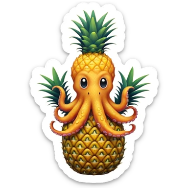 Octopus on a pineapple sticker
