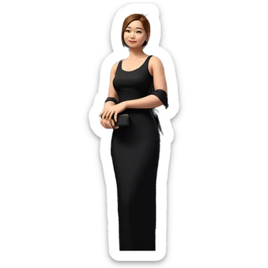 elegant girl in black dress sticker