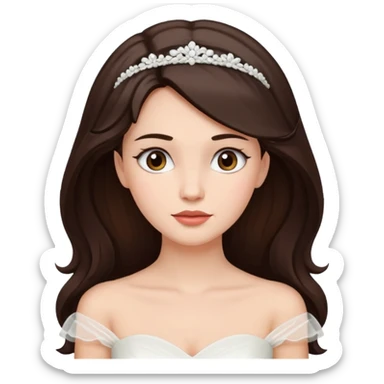 Blonde skin bride with dark brown hair with a chin on her face sticker