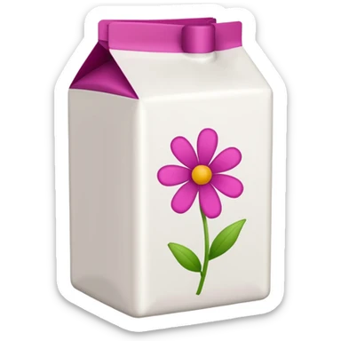 a white TINE milk carton with magenta trim border and magenta text that says "MILK", with tiny magenta flower blossoms doodles on it  sticker