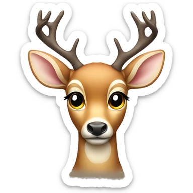 A deer with big eyes and a bow on it’s ear sticker