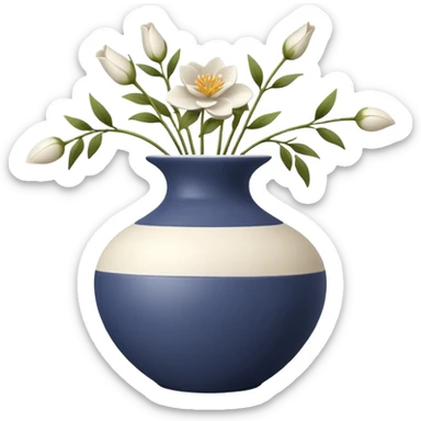 A ceramic vase with ikebana style floral arrangements sticker