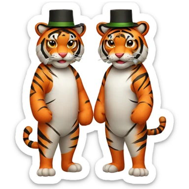 two tigers wearing hats made out of sushi sticker