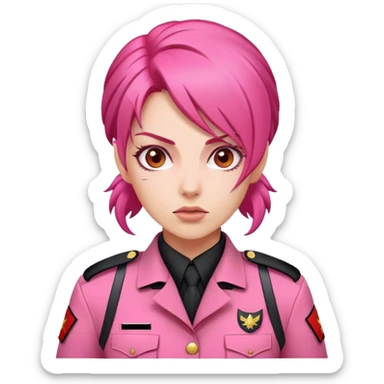 Pink red woman soldier power attackng sticker