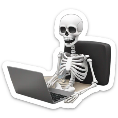 Tired Skeleton with laptop sticker
