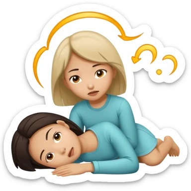 tan asian girl fainting sticker