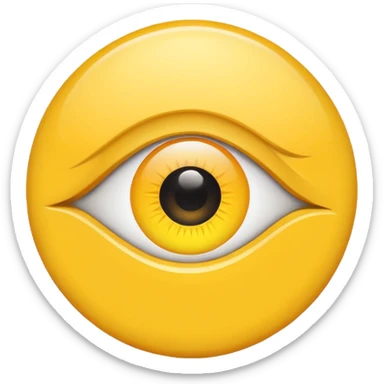 Yellow circle with an eye towards the middle left of the circle sticker