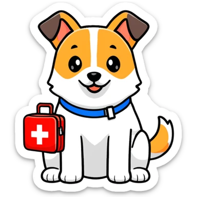 rescue dog with first aid kit sticker