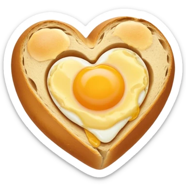 Egg in a sour dough bread, bread is heart shaped sticker