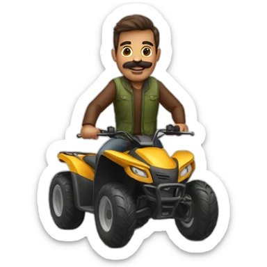 Man with big moustache riding quad bike sticker