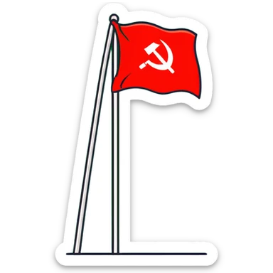 Red communist flag waving sticker