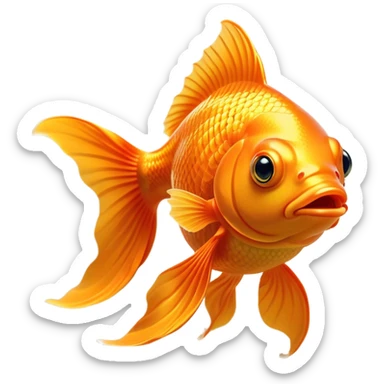 Cinematic Noble Orange Goldfish Portrait Emoji, Poised and regal, with a sleek, streamlined build and a lustrous, vibrant orange body, deep-set soulful golden eyes, Simplified yet sharp and sophisticated features, highly detailed, glowing with a soft, dignified glow, high shine, intelligent and graceful, stylized with an air of aquatic elegance, focused and attentive, soft glowing outline, capturing the essence of a watchful and confident aquatic companion, so majestic it feels as though it could glide out of the screen with effortless authority! sticker