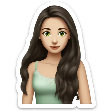 Beautiful Russian girl green eyes very long dark brown hair  sticker