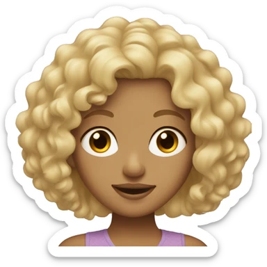 Blonde curly hair girl with tan skin sticker