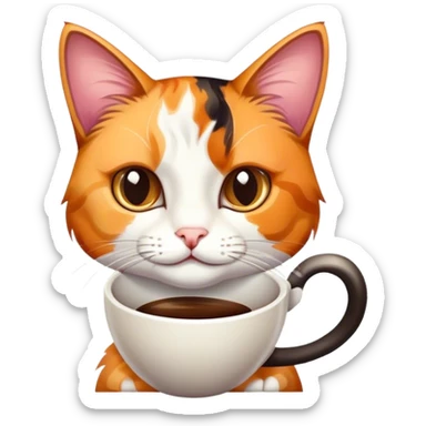 cat with coffee sticker