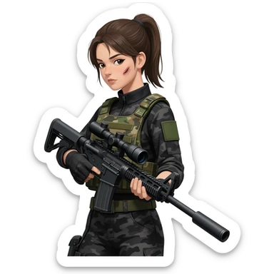 a girl sniper sticker