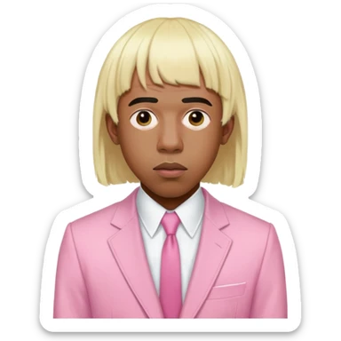 Tyler the Creator with blonde wig and pink suit from IGOR era sticker