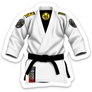 Back of a jiujitsu gi with “syndicate” logo sticker