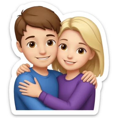 Boy and girl hugging each other in love sticker