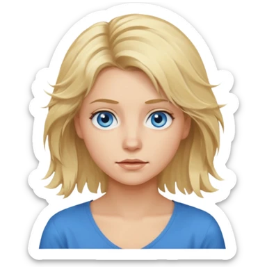 young blonde disheveled hair woman  sticker