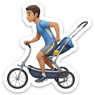man running with stroller, side view sticker