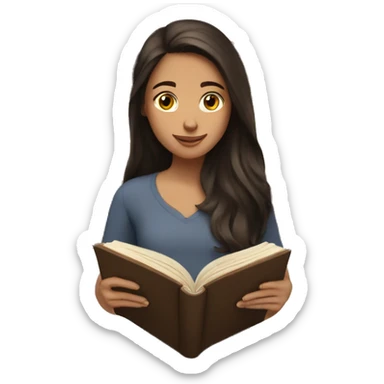 Brunette girl reading a book  sticker
