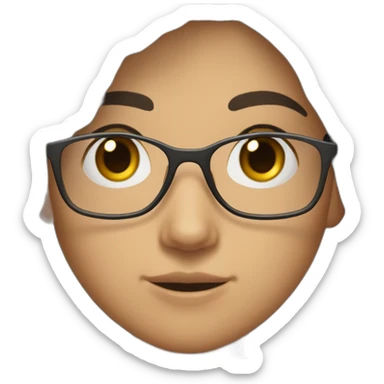 Uzbek teenager, dark brown a bit shiny hair with thin metal view glasses sticker