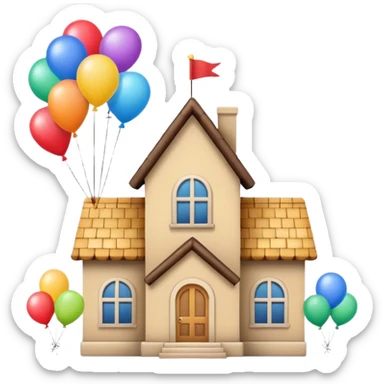 beije house with balloons on top sticker