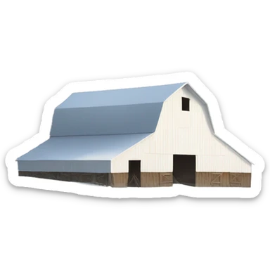 White barn with snow sticker