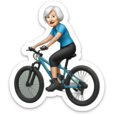 Janet Yellen riding MTB sticker