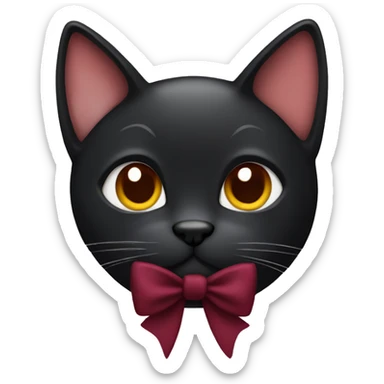 black cat with a maroon bow  sticker