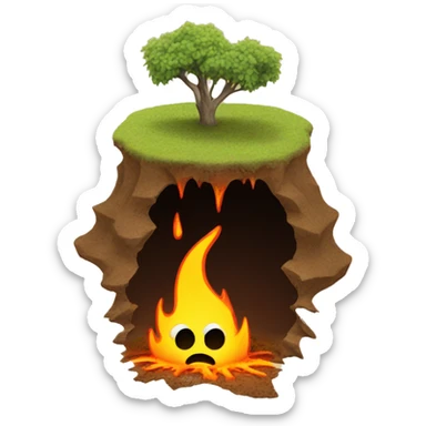 A hole in the ground with flames coming out of it sticker