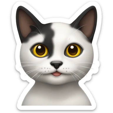 gato tricolor, oreja negra cabeza amarilla y mancha negra en la barbilla sticker