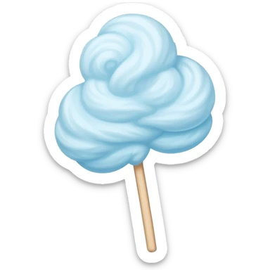 fluffy pastel blue cotton candy on a stick sticker