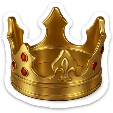 Add red jewels to the golden crown, keep the style modern, minimal, with no background, maintain the modern and minimalistic design of the golden crown with small, elegant red jewels. sticker