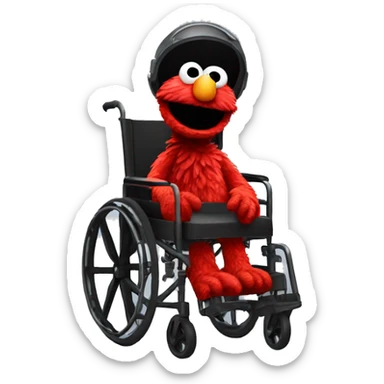 elmo as a general sitting in a wheelchair sticker