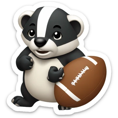 Badger holding rugby ball sticker