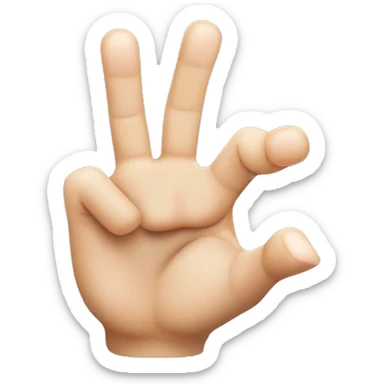 An emoji of a hand gesture showing an extended index finger and thumb forming an open angle, with the other three fingers (middle, ring, and pinky) pressed together and relaxed. sticker