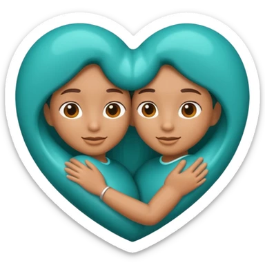 Teal heart hug sticker