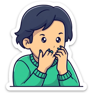 Nervous character biting nails sticker
