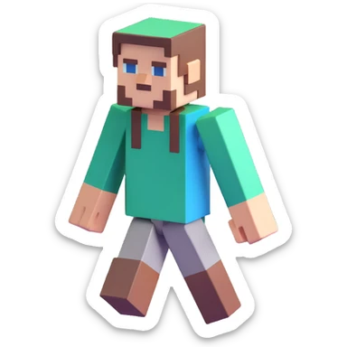 blocky Minecraft character sticker