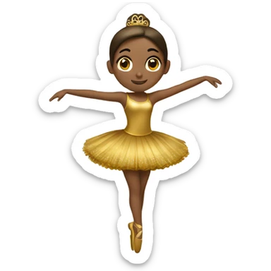  brown ballerina in a gold music box sticker