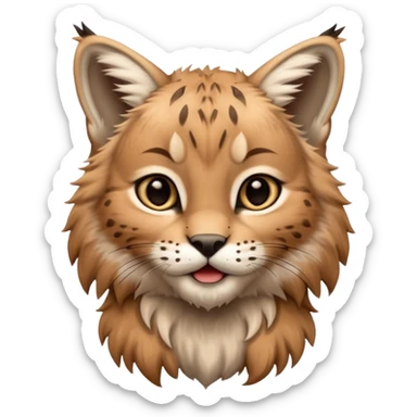 A high-resolution photo-realistic digital illustration of a baby lynx, chest upward A high-resolution, photo-realistic digital illustration of a majestic young Eurasian lynx, shown from the shoulder upwards with lynx markings, zoomed out showing half body  sticker